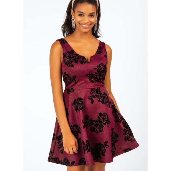 Francesca's | NWT Patrice Flocked Floral Dress - Picture 1 of 16